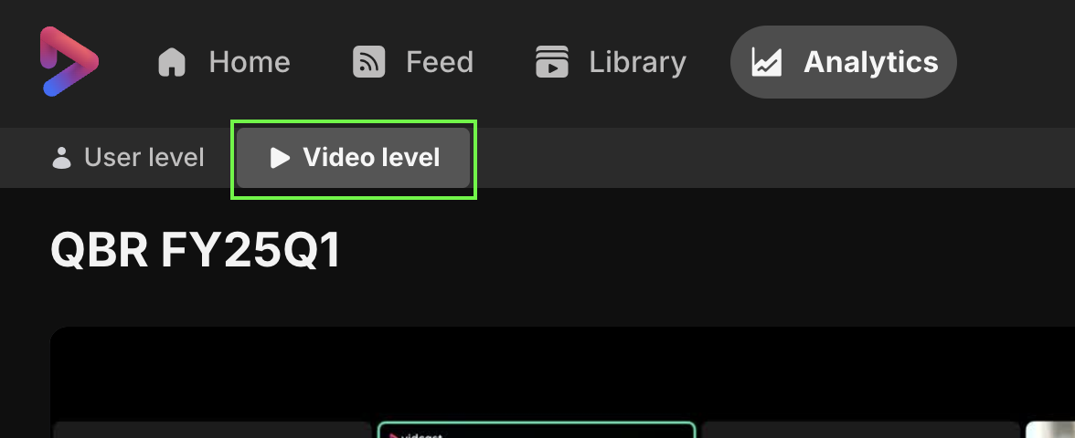 Analytics video level