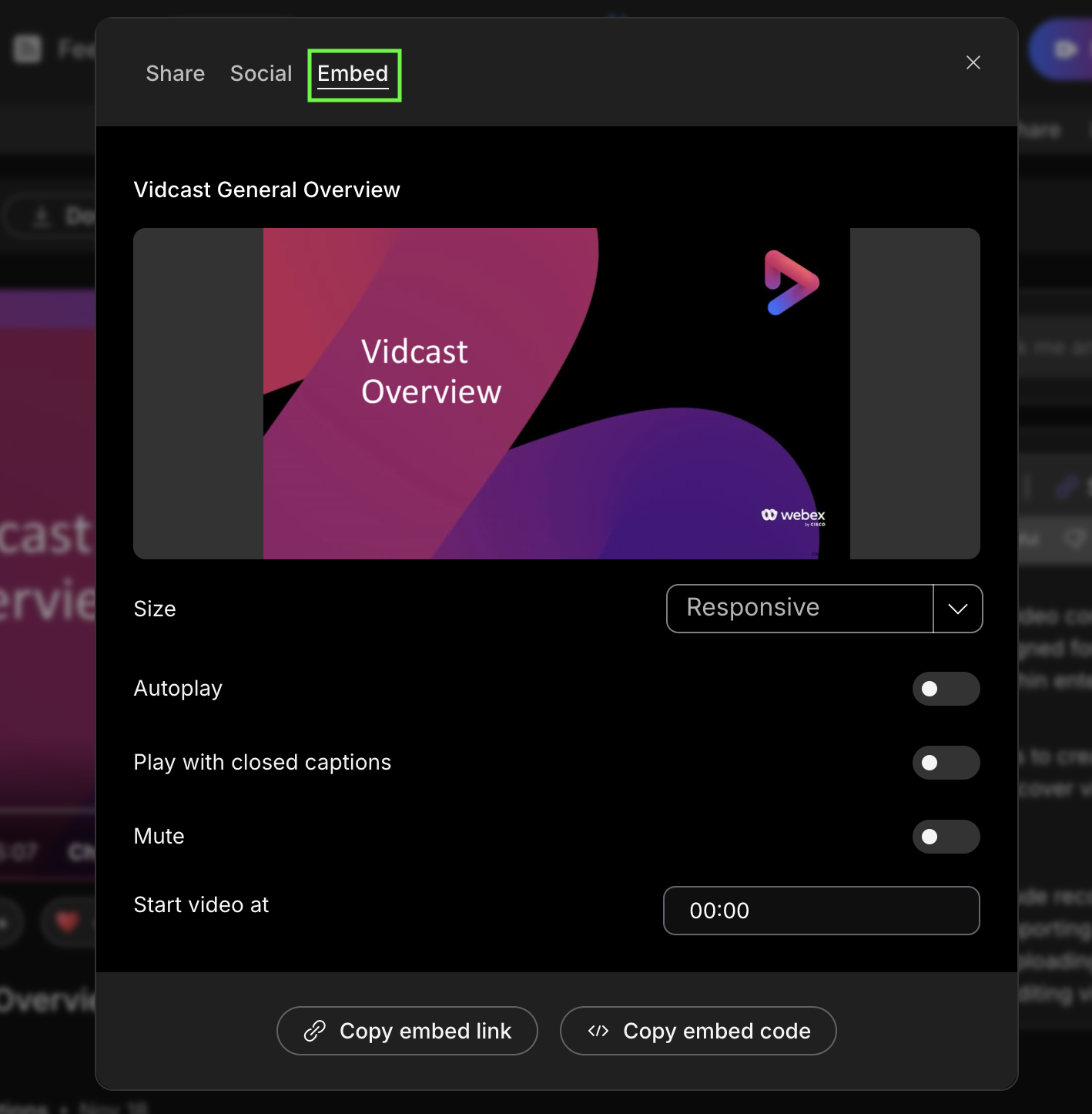 embed tab screenshot