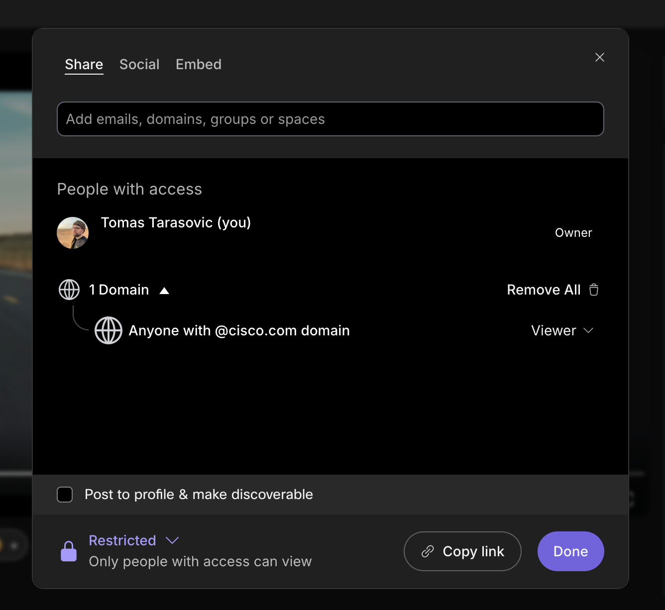 share modal screenshot