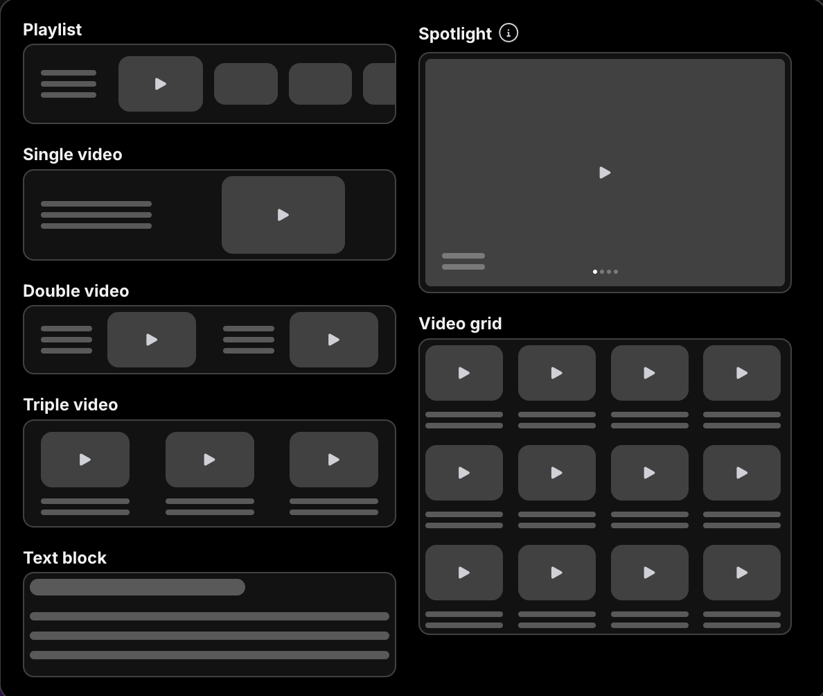 screenshot of a section selector