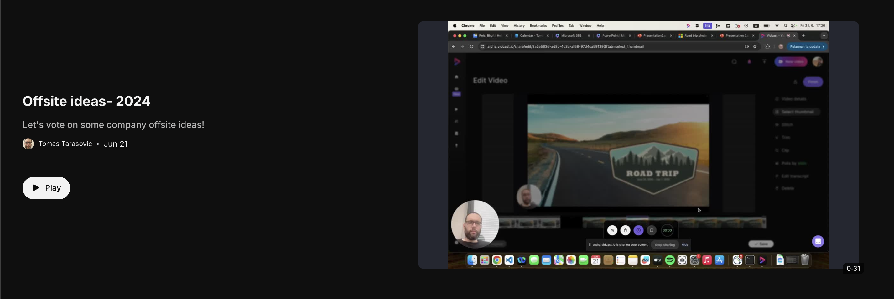 single video section screenshot