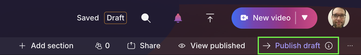 screenshot of publish draft button