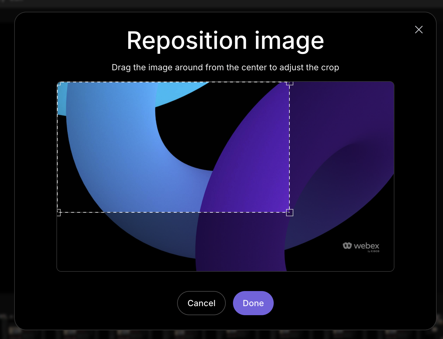 upload thumbnail crop screen