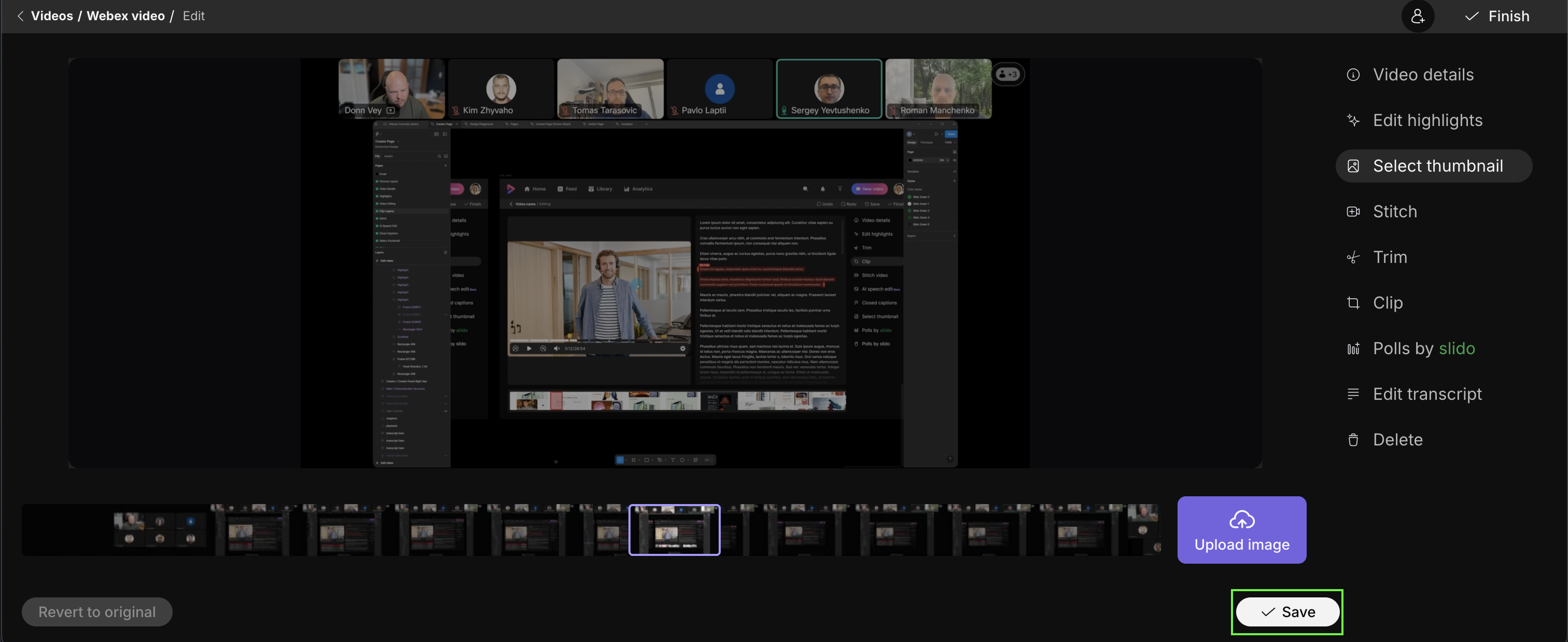select thumbnail tab screenshot