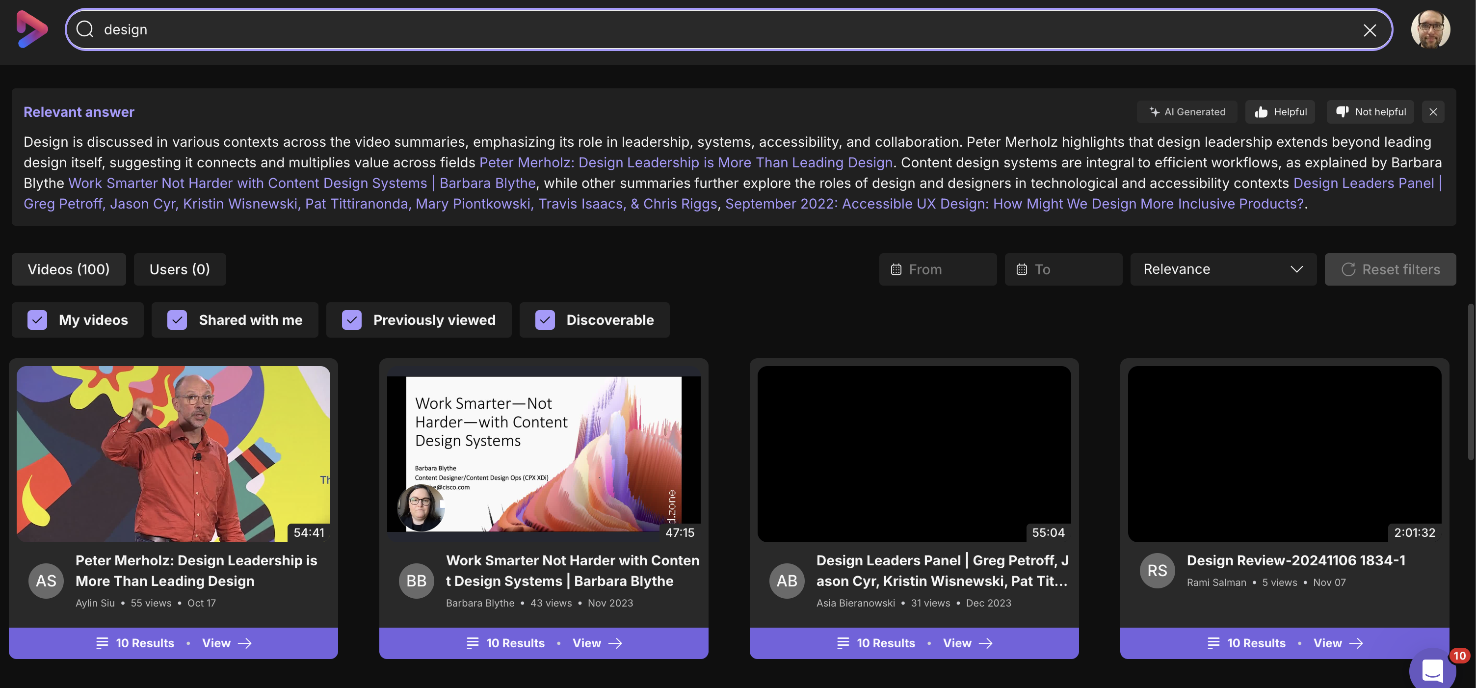 semantic search screenshot