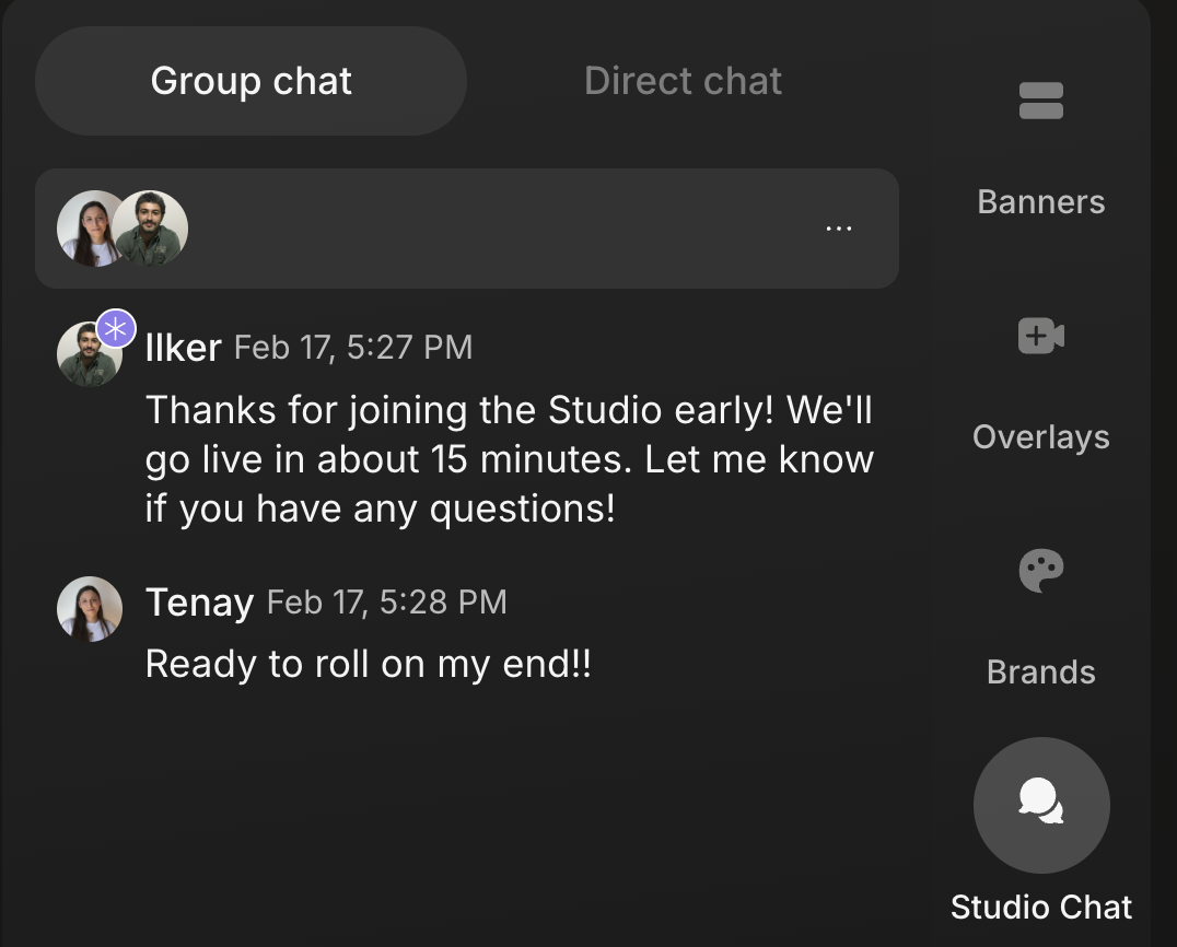 The Group chat tab in the Studio Chat panel.