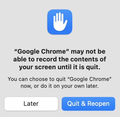 Quit & Reopen pop-up