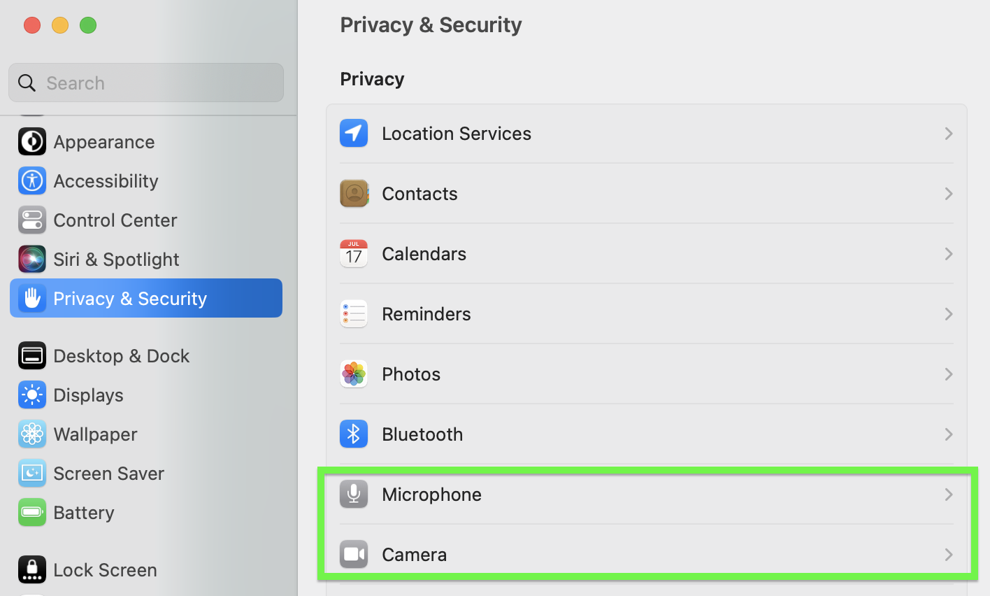 System permissions