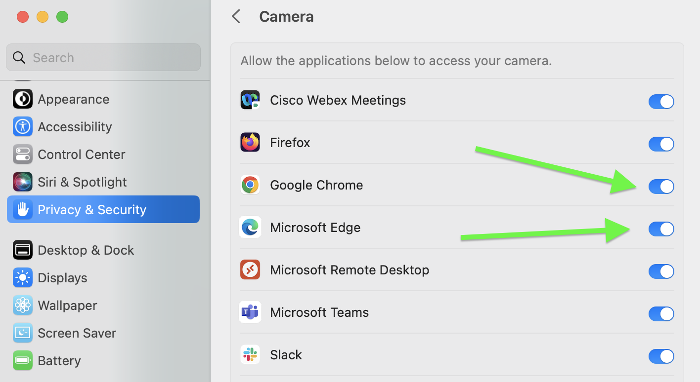 Camera permissions