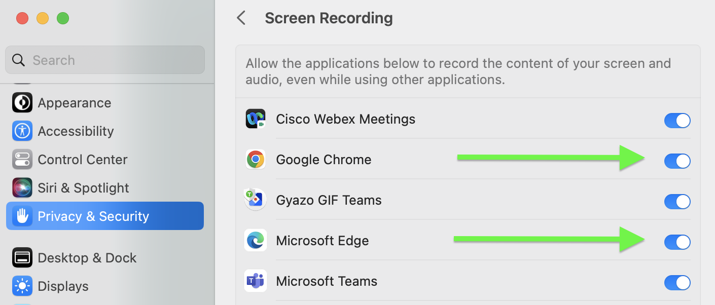 Screen recording on Mac