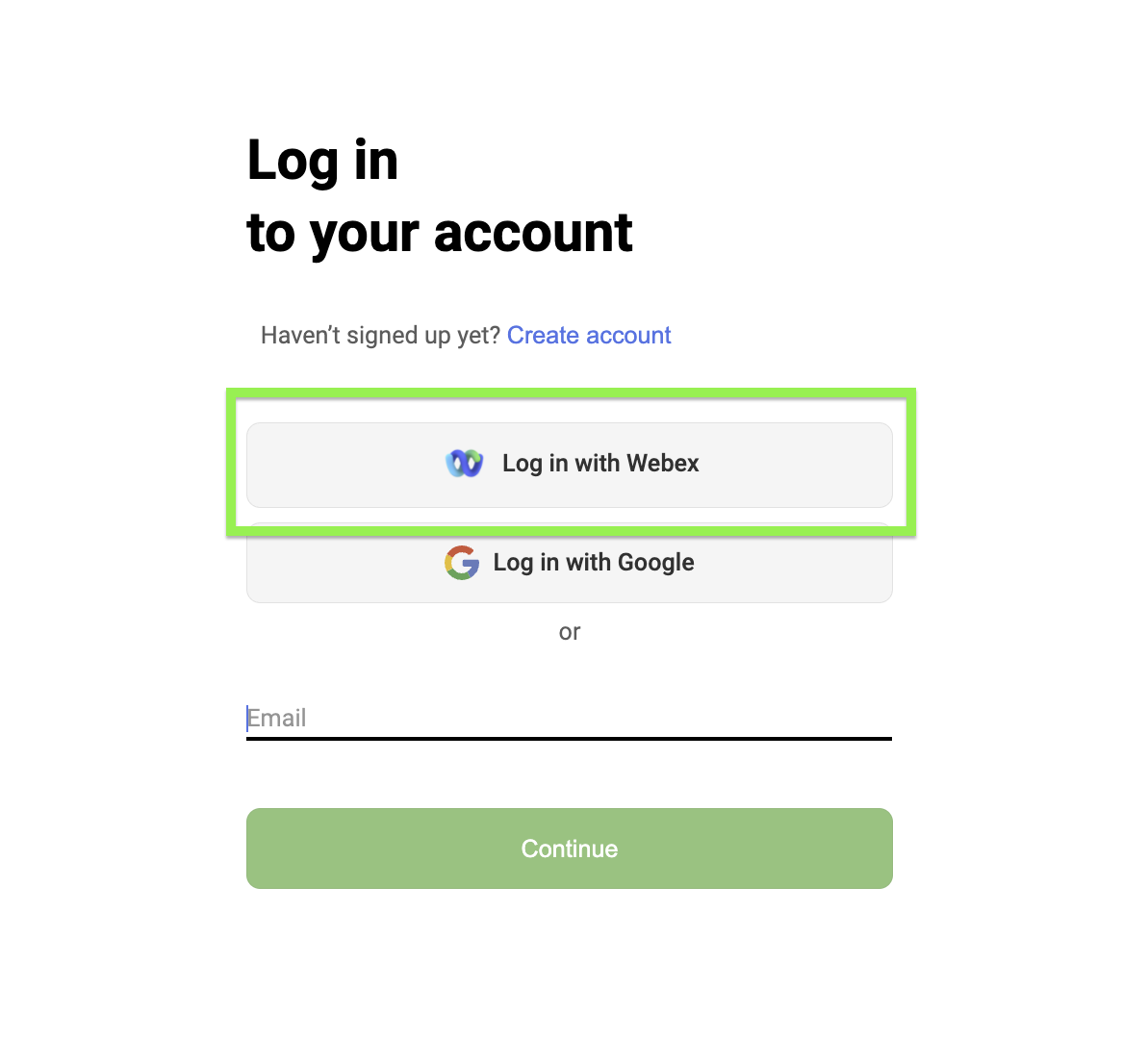 使用 Webex 登录