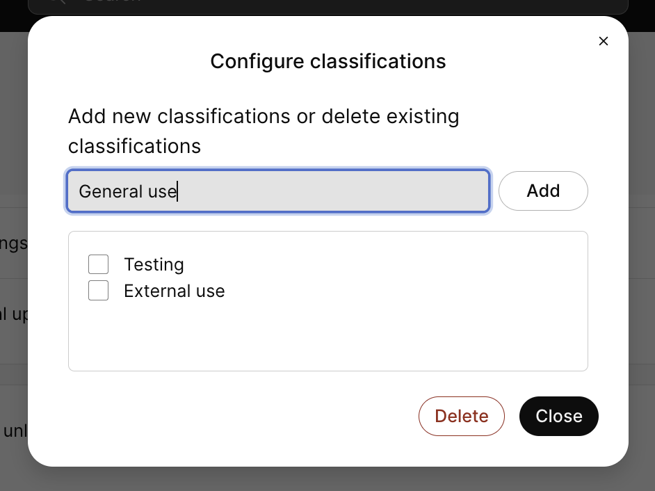 Configure classifications