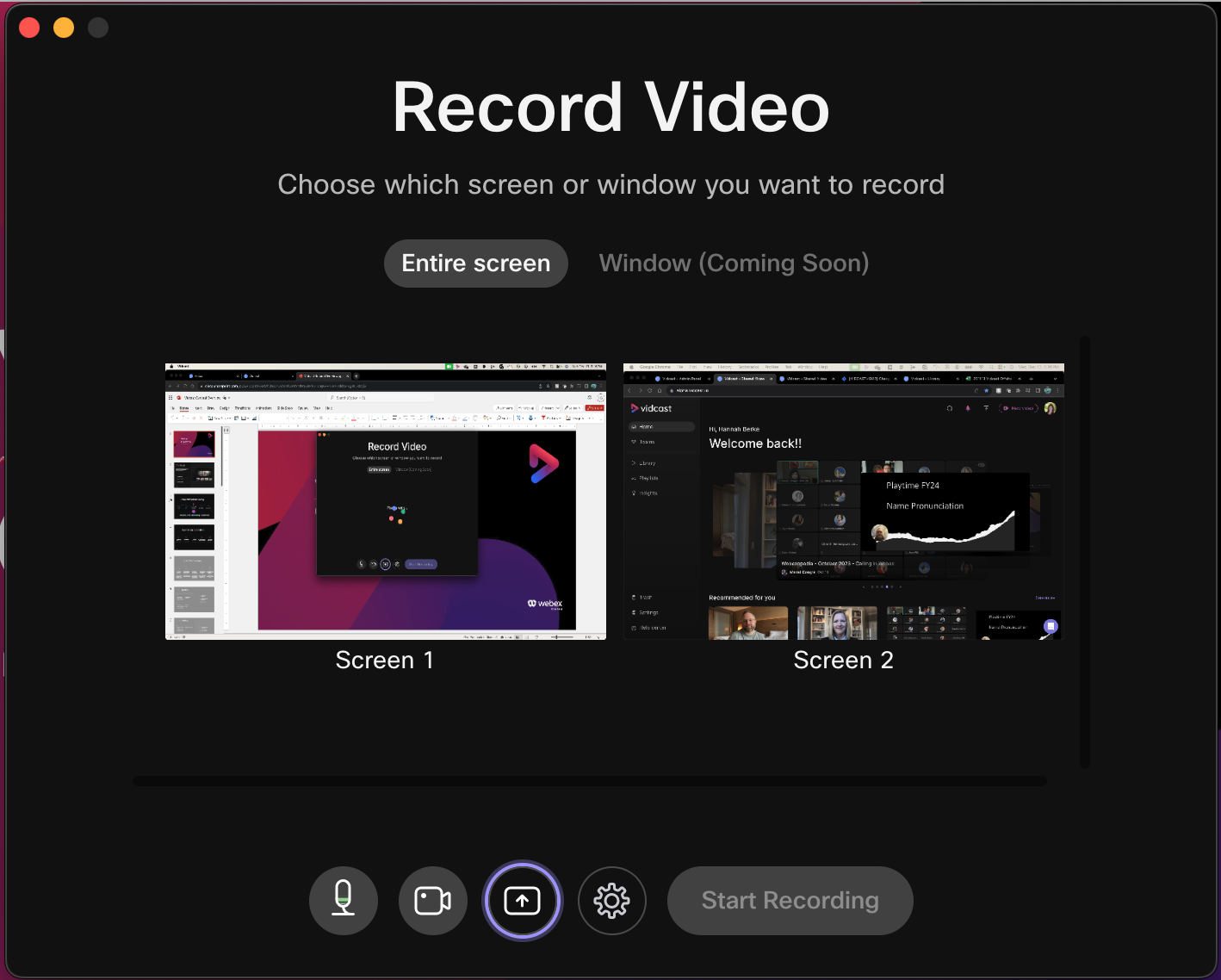 screen share settings