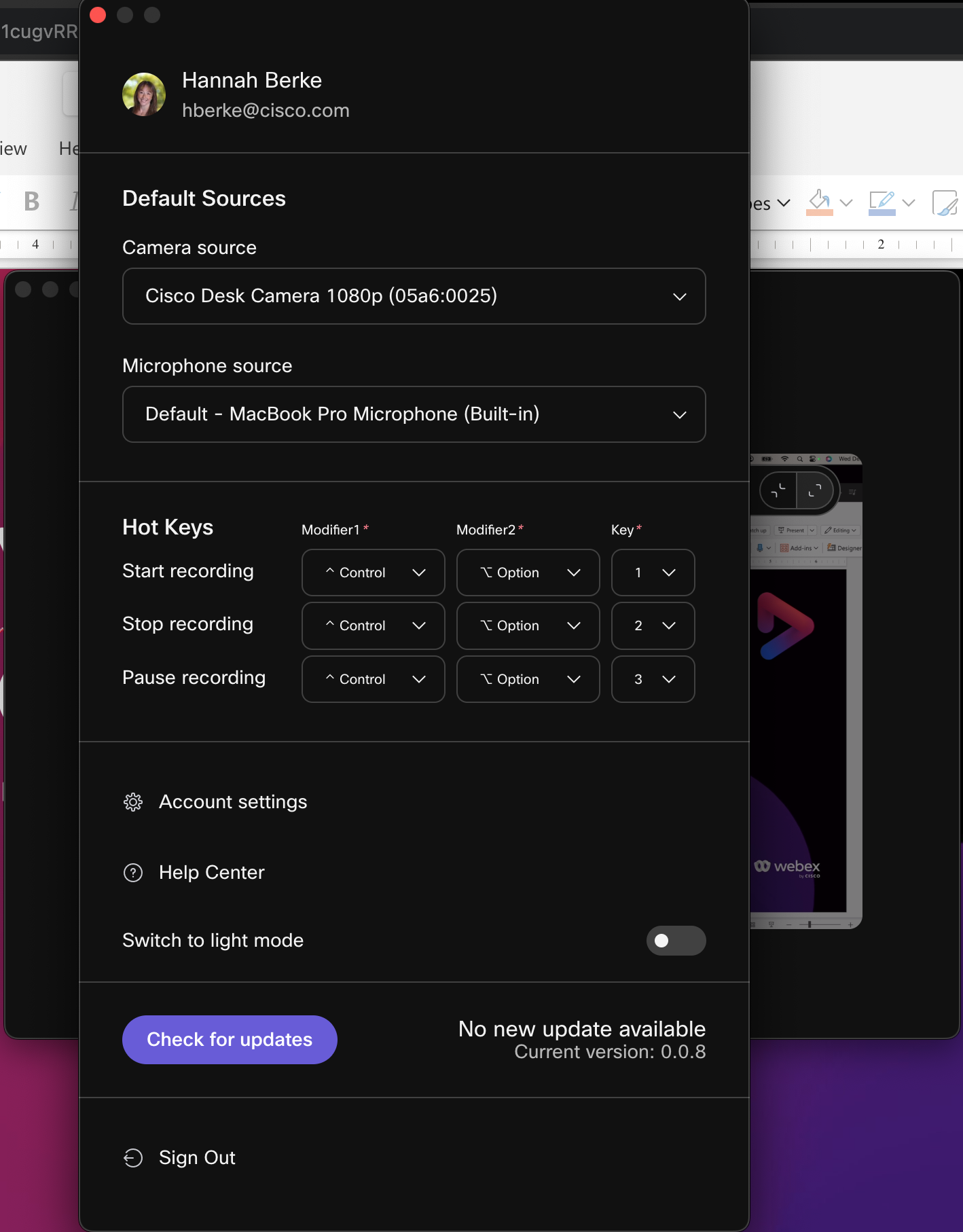 desktop app settings