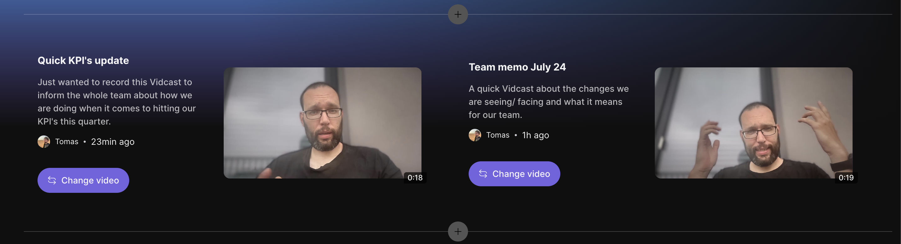 screenshot of double video section
