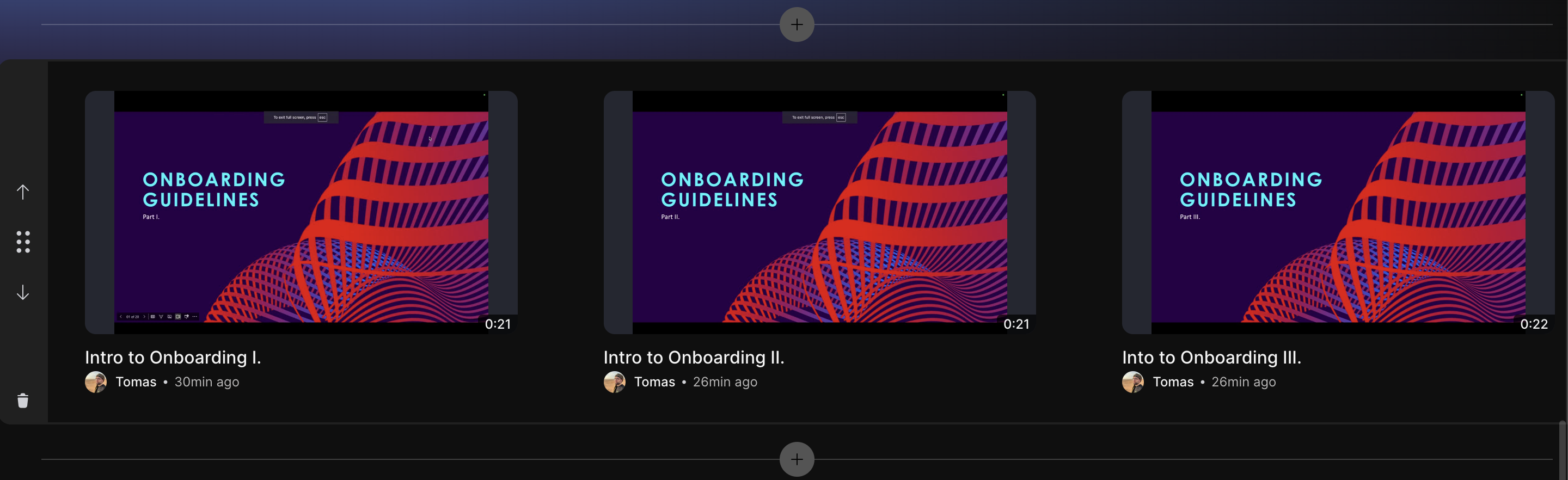 screenshot of triple video section