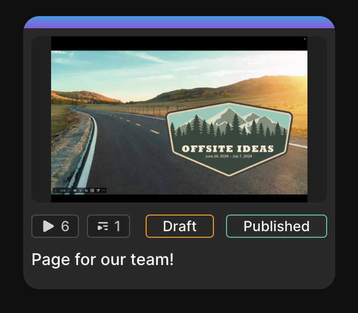 Screenshot of draft/ published indicator