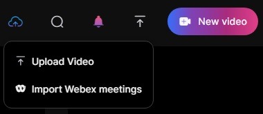 screenshot of the import webex meetings button in the top right corner