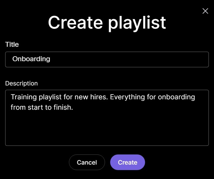 Create playlist overlay