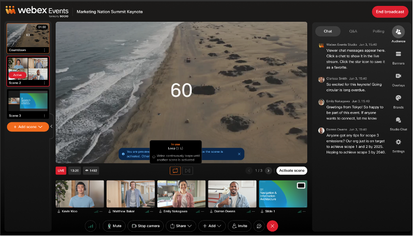 Loop Video repeats the video until another scene is activated.