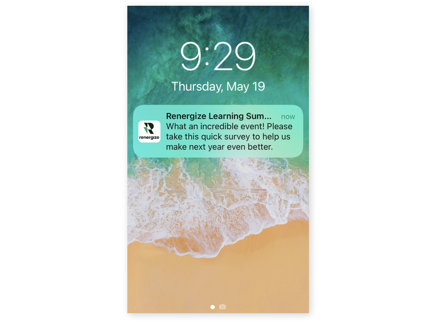 Screenshot of push notification on an iOS device asking to take a quick survey.
