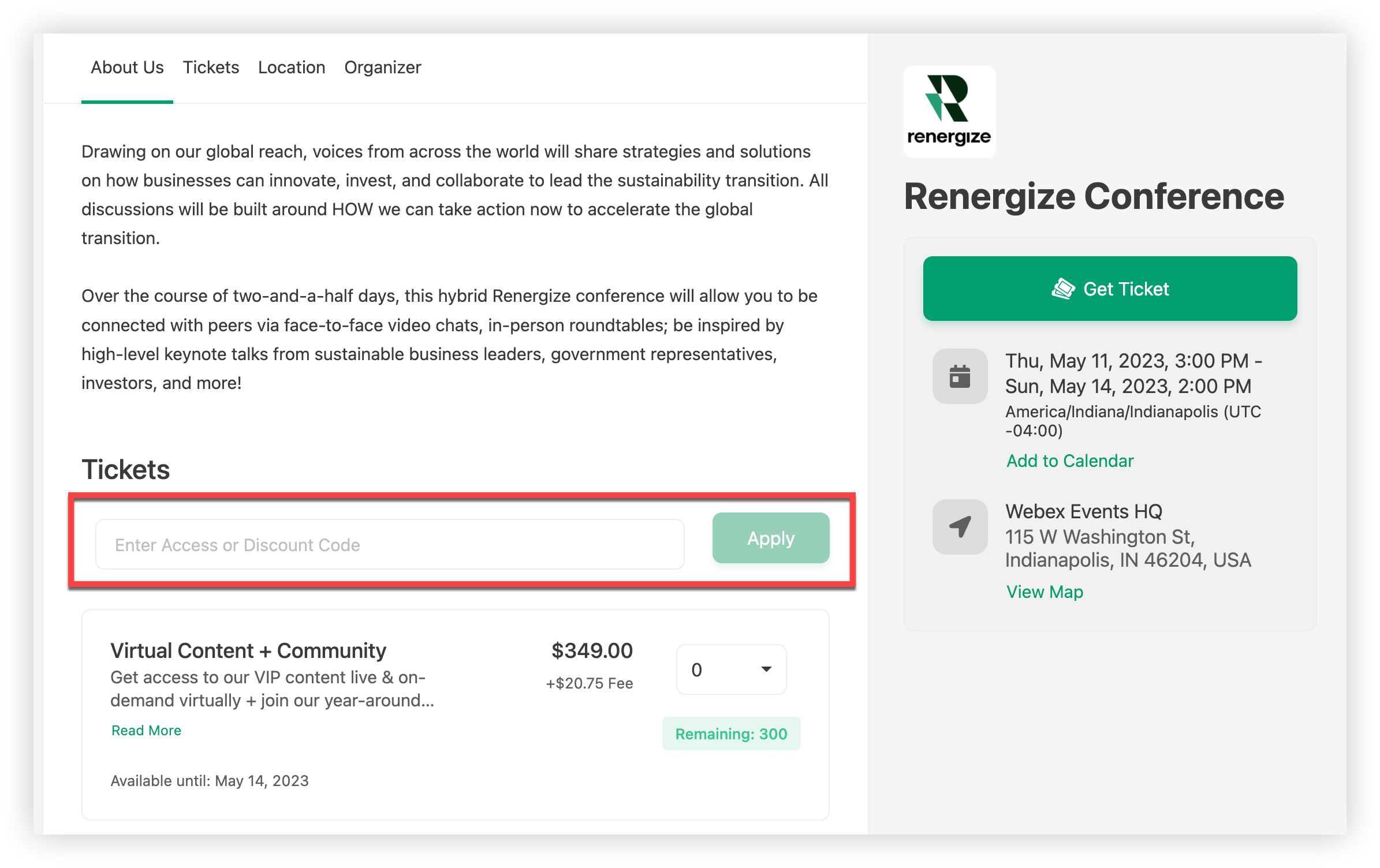 The Promo Code field on a Registration website.