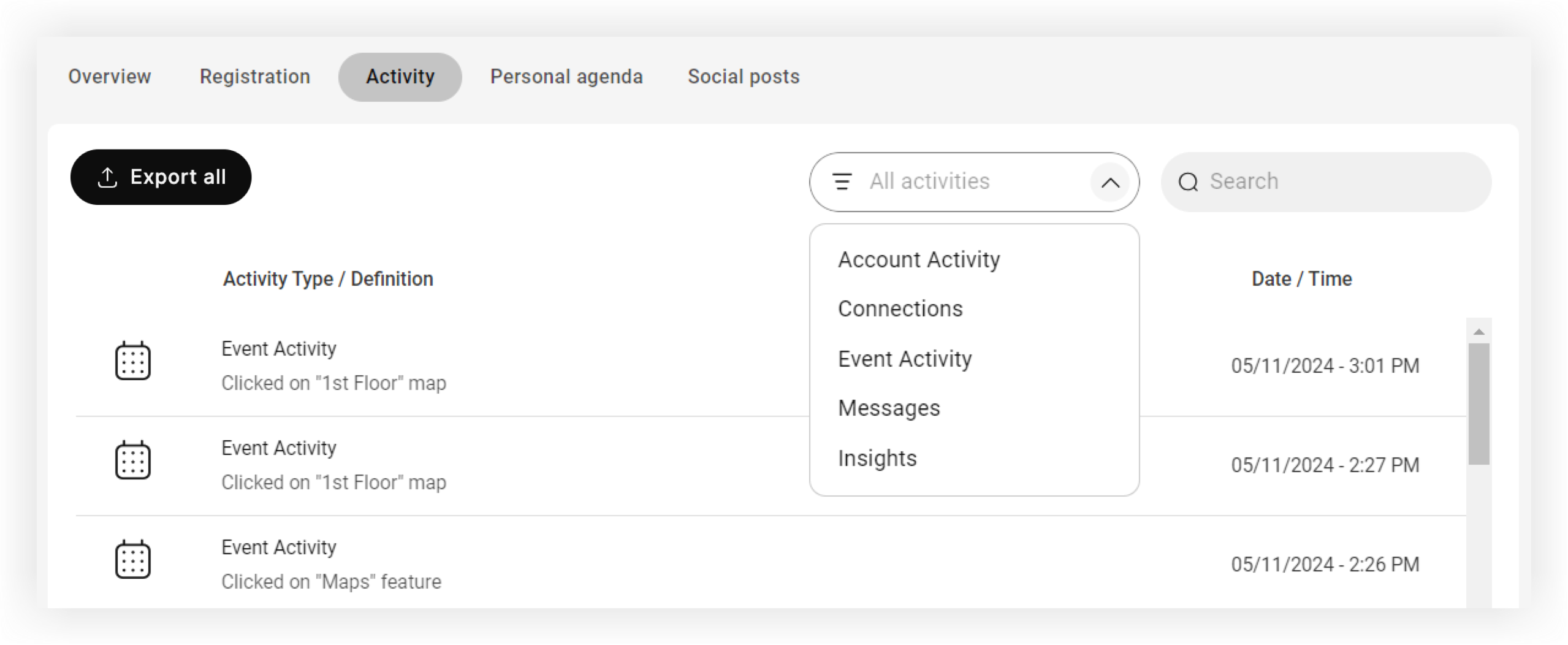 The Activity tab.