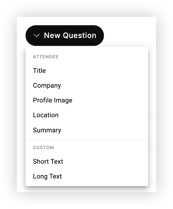 The New Question menu.