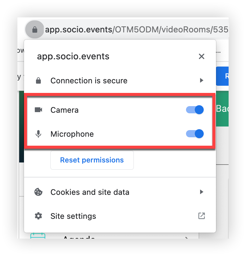 The settings panel that appears in Chrome when the lock icon is clicked.
