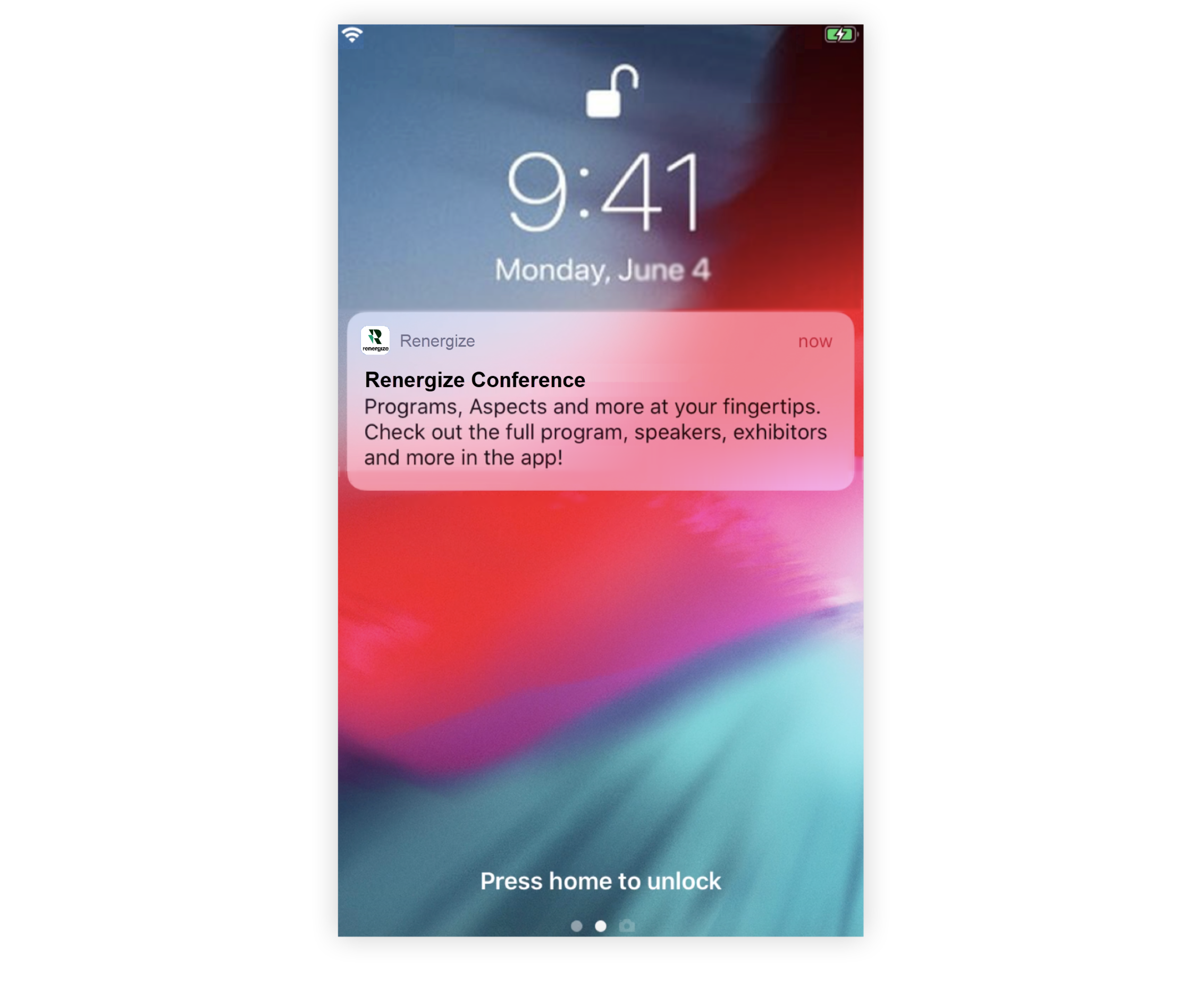 An Announcement push notification on a mobile device.