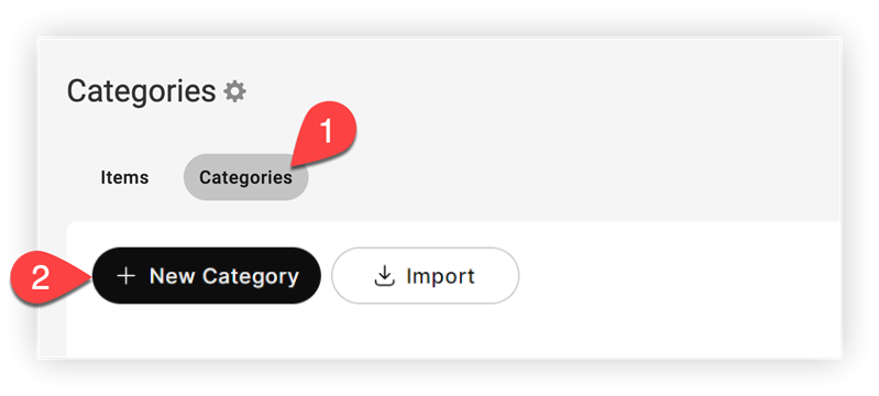 The New Category button in the Categories tab.