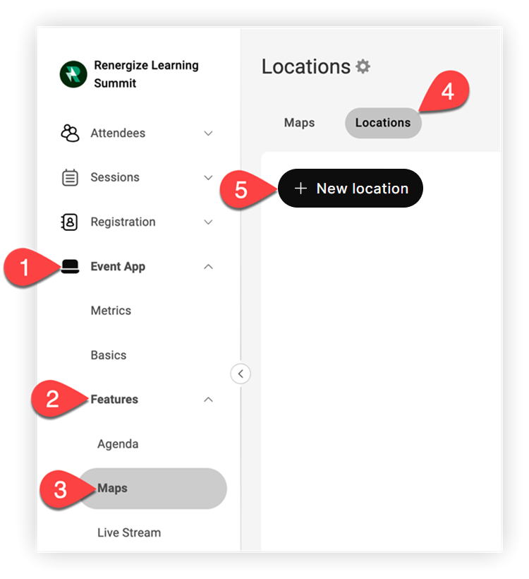 The Locations page via the Maps feature.