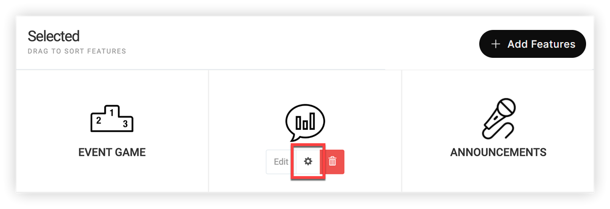 The Settings icon on the Polling feature.