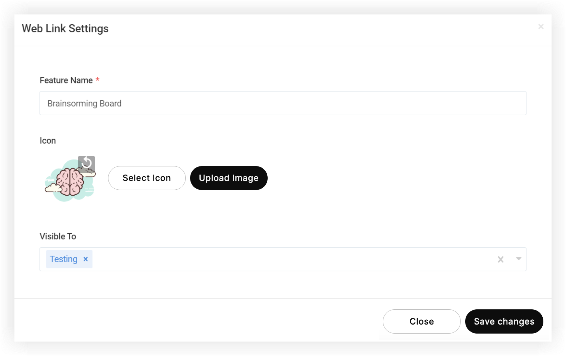 The Web Link Settings modal.
