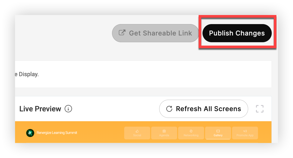 The Publish Changes button.