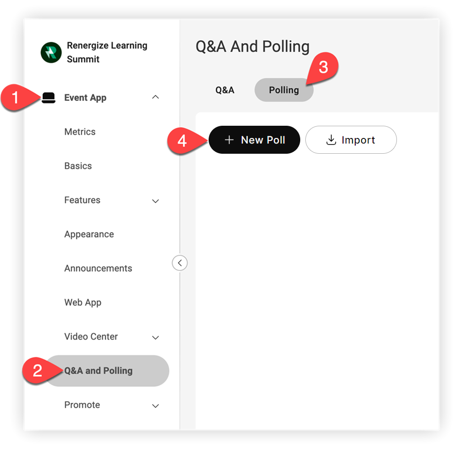 The New Poll button in the Polling tab.