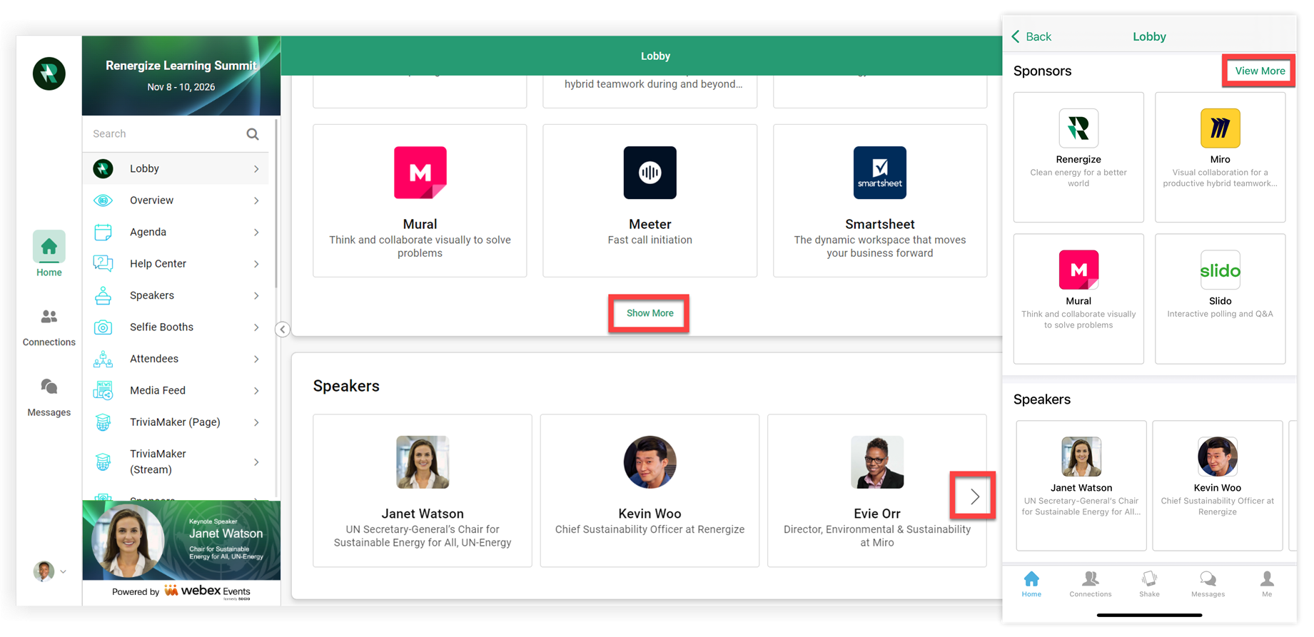 Two modules on the Web App and Mobile App in grid view and carousel view.