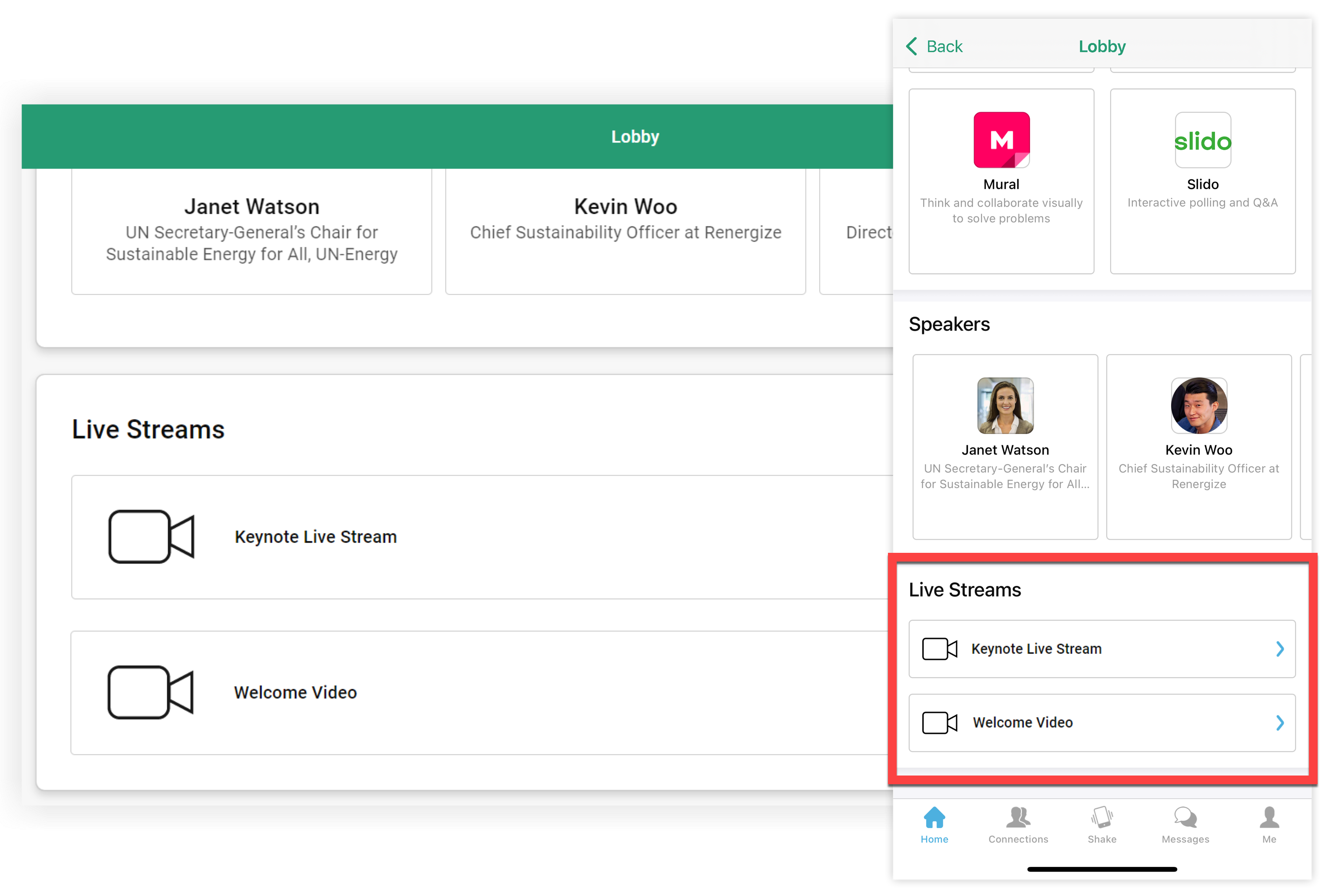 The Live Stream module in the Web App.