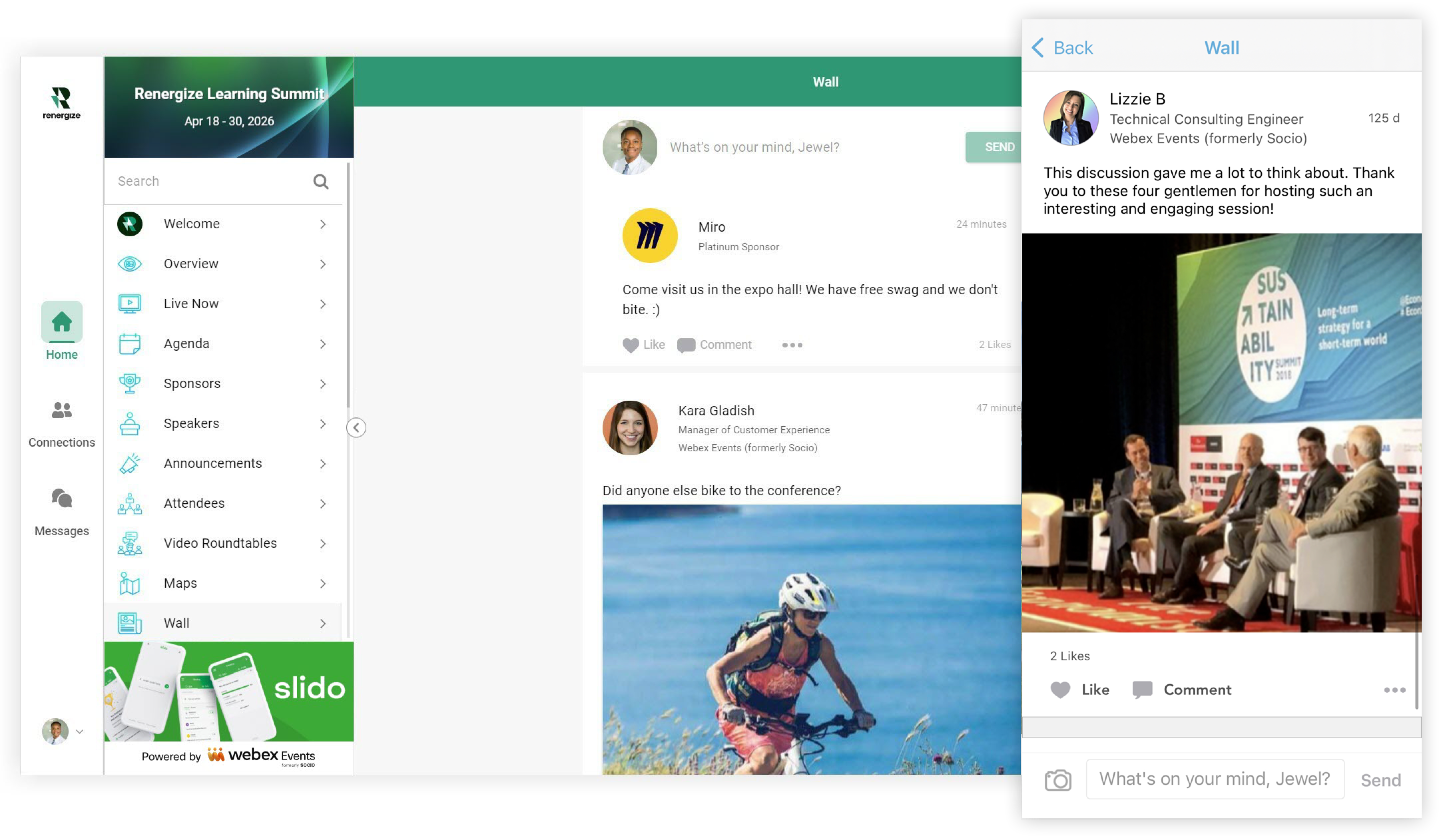 The Wall feature on the Web App and Mobile App.