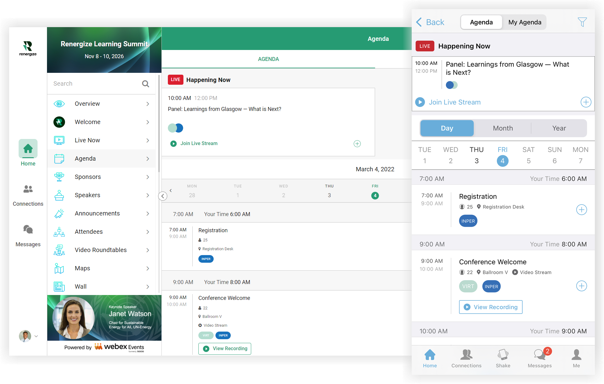 An Agenda feature on the Web App and Mobile App.