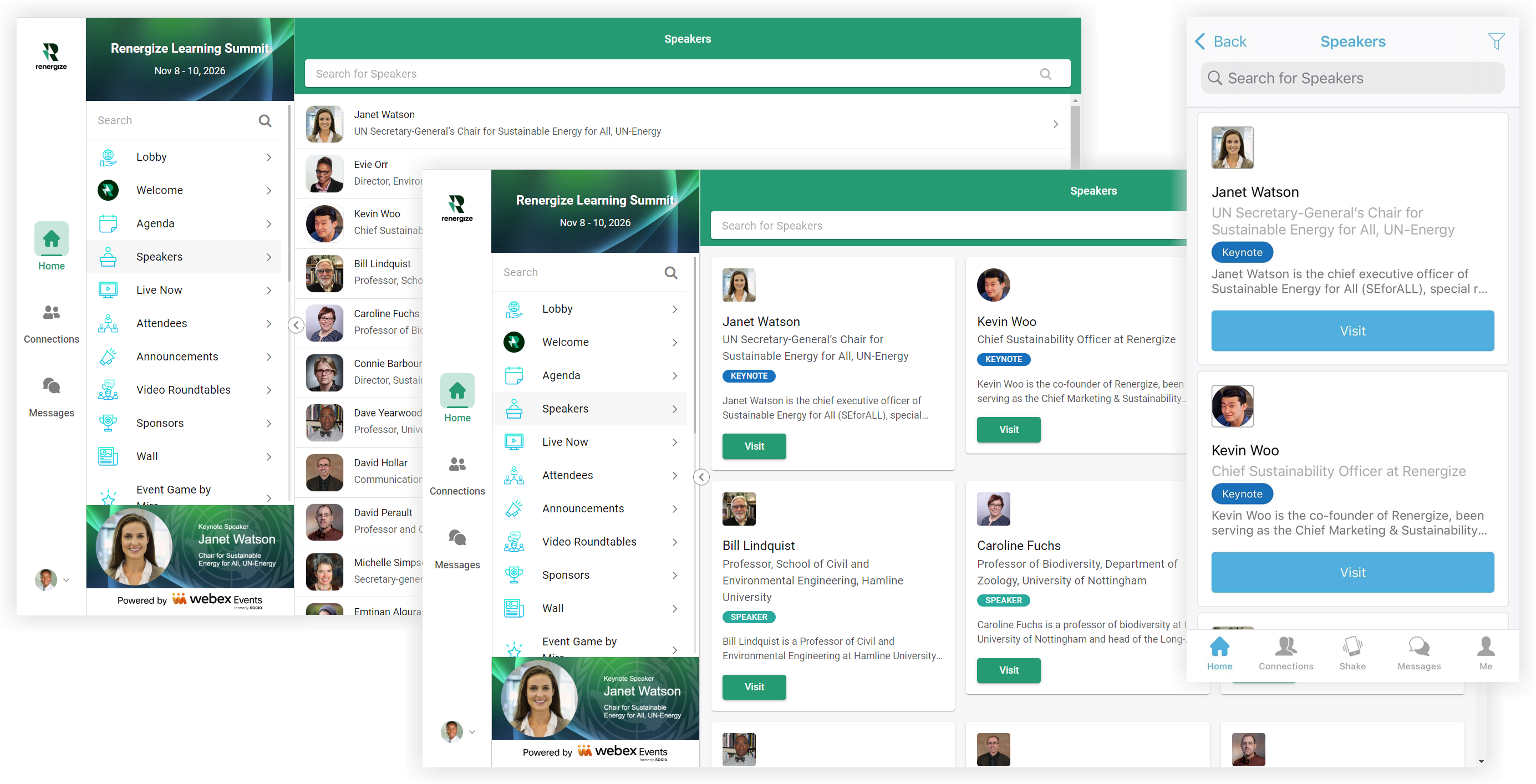 The Speakers feature in list view and grid view.