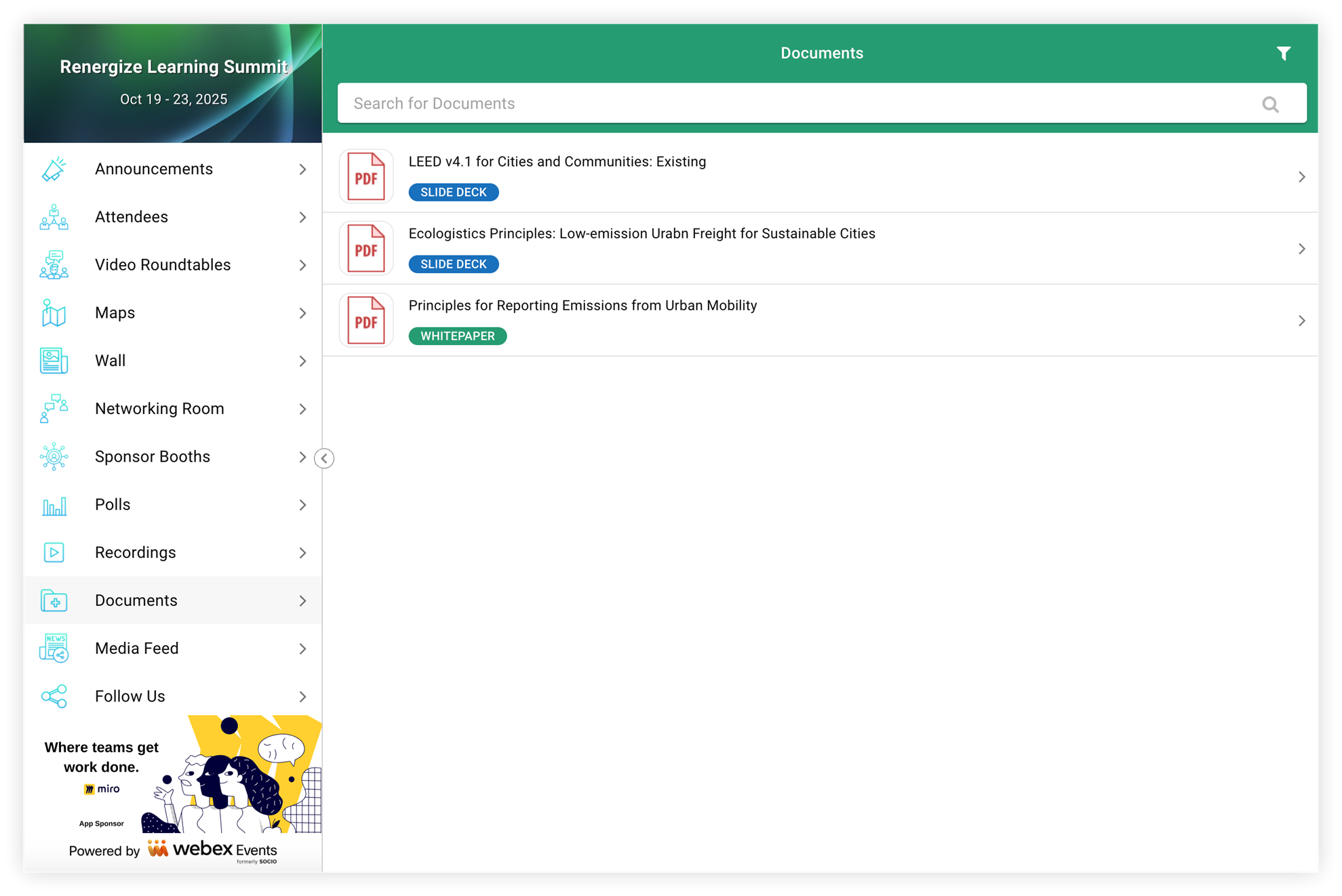 The Documents feature in the Web App.