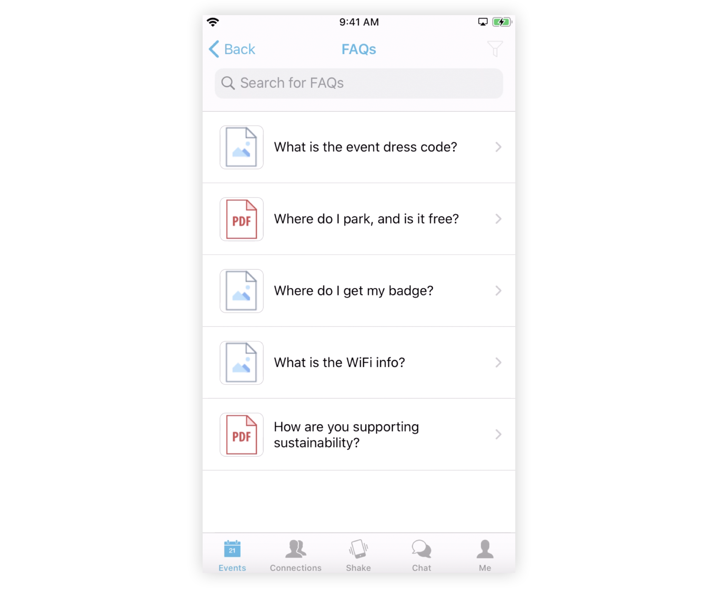 An FAQ list of documents on the Mobile App.