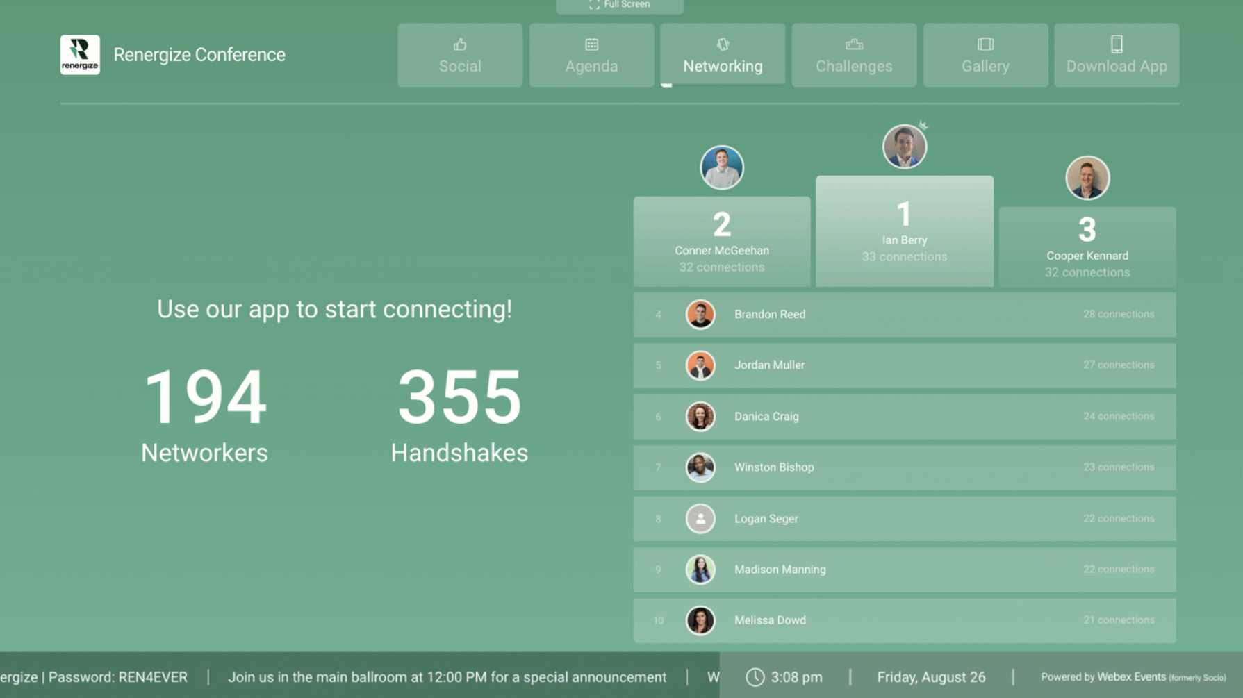 The Networking feature on a Live Display screen.