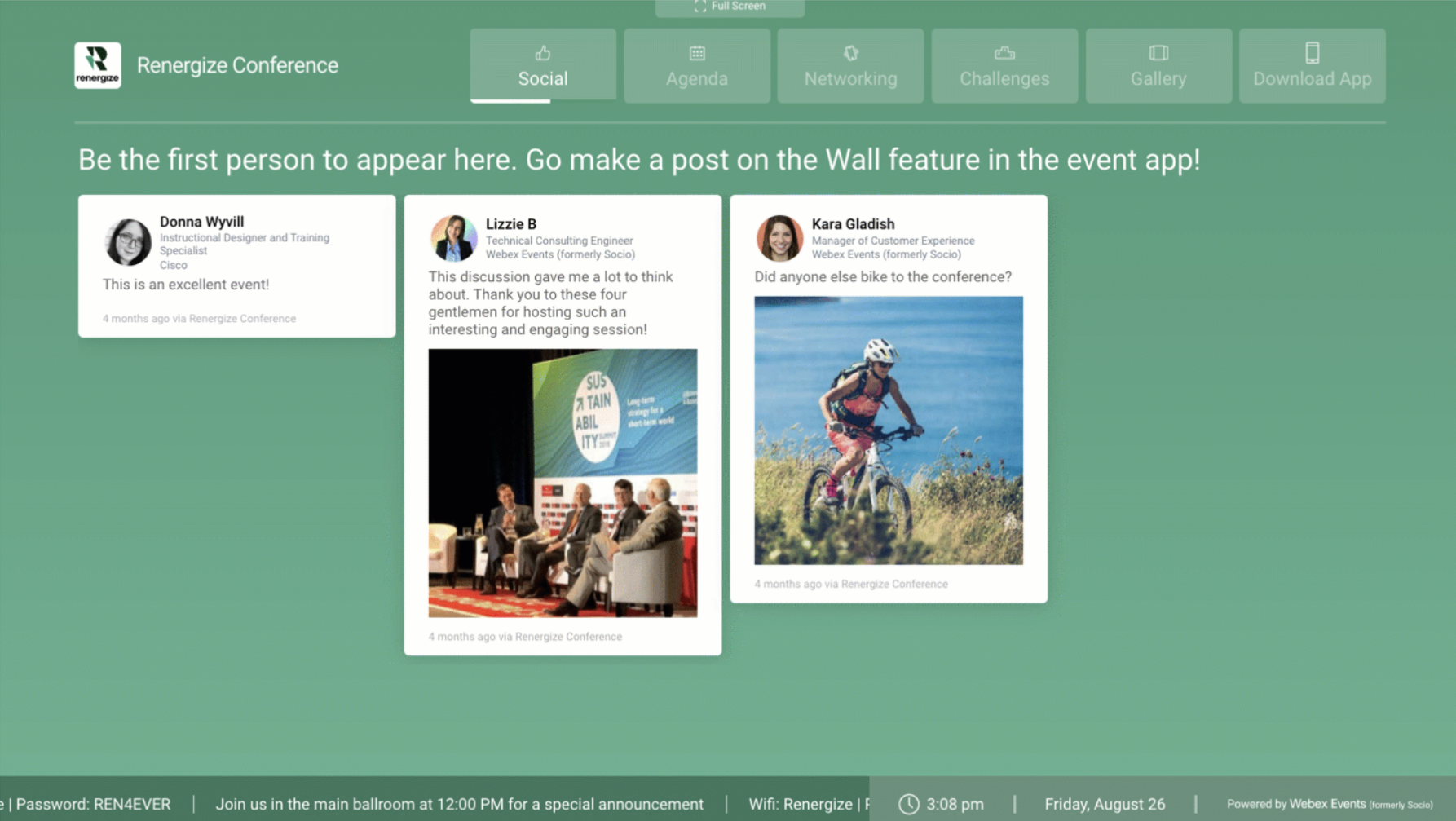 The Social feature on a Live Display screen.