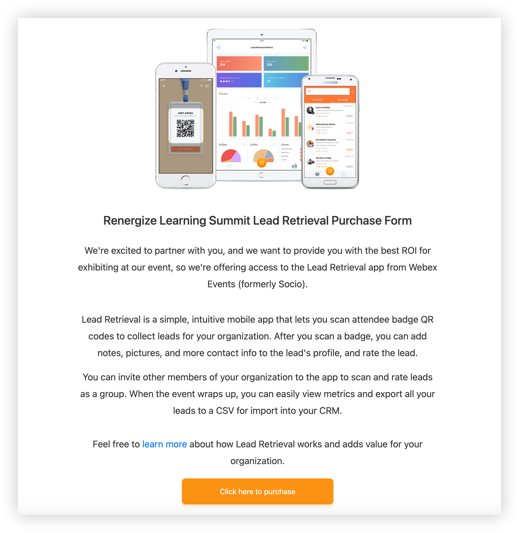 The Purchase Form Welcome page.