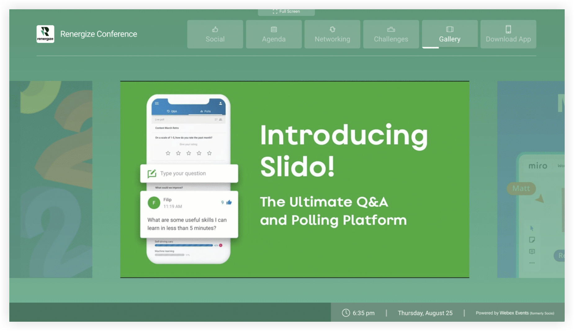 A Slido ad on a Live Display screen.