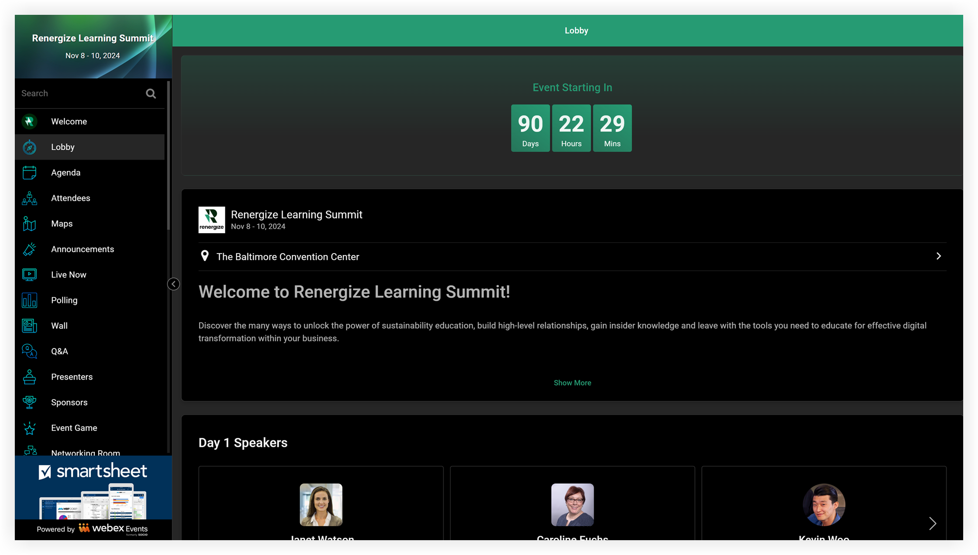 The Lobby feature in the Web App.
