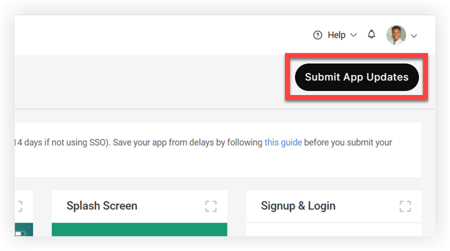 The 'Submit App Update' button on the Branded App Review page.