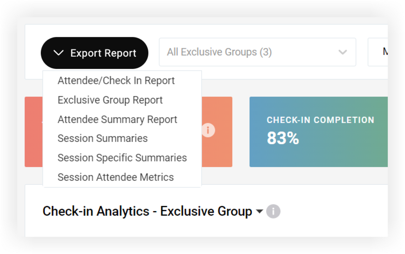 The Export Report button expanded.